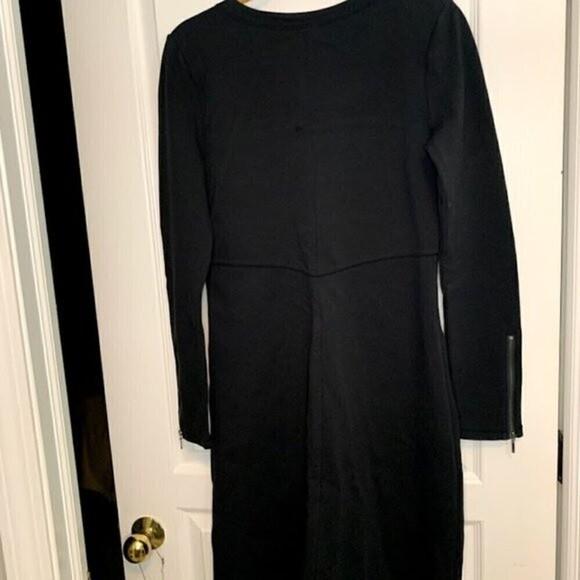 Athleta Celebration Ponte Cotton Athleisure Sporty V Neck Black Casual Dress - Picture 10 of 10